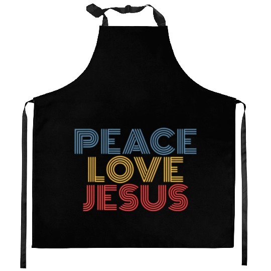 Peace Love Jesus Cool Christian Rock Music Festiva Kitchen Aprons