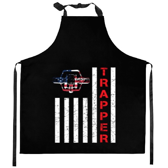 American Flag Trapping For Trappers And Hunters Kitchen Aprons
