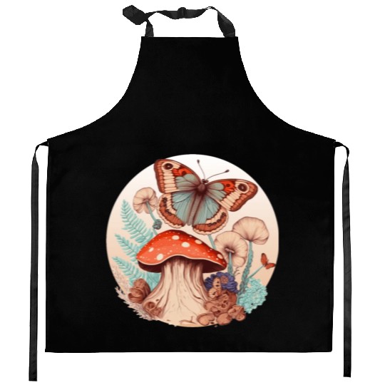 Cottagecore Butterfly Mushroom Forest Plants Botan Kitchen Aprons