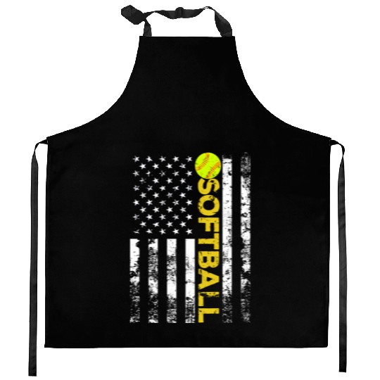 American Flag Softball Team Kitchen Aprons