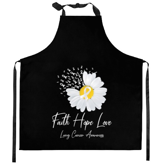 White Flower Ribbon Faith Hope Love Lung Cancer Aw Kitchen Aprons