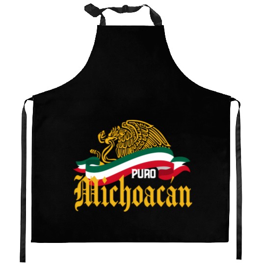 Michoacán Mexico Puro Michoacán Yellow Eagle Flag Kitchen Aprons