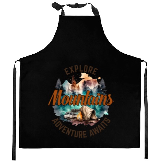 Camping Gear, Adventure Time Kitchen Aprons, Hiking Kitchen Aprons