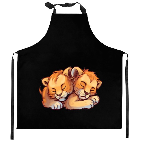 Sleeping Lion Cubs Kitchen Aprons