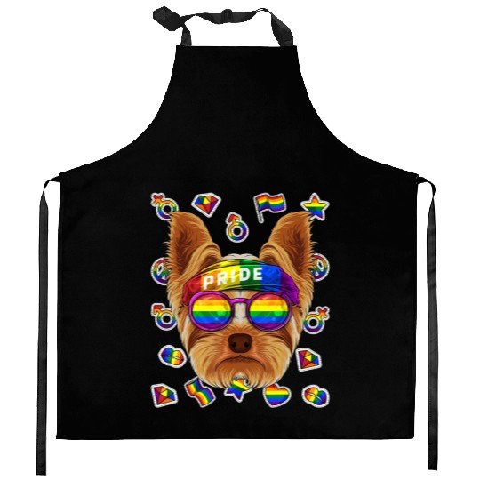 Lgbt Yorkshire Terrier Gay Pride Month Dog Rainbow Kitchen Aprons