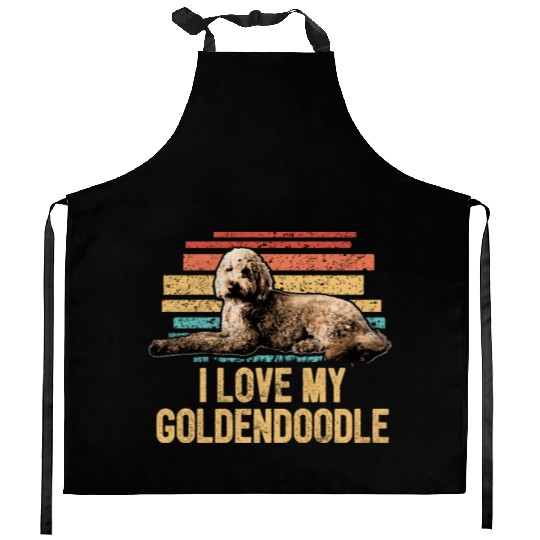I Love My Goldendoodle Retro Dog Dad Doodle Mama Kitchen Aprons