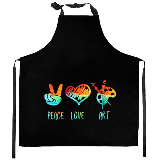 Peace Love and Art Teacher Back to School Art Teac Kitchen Aprons