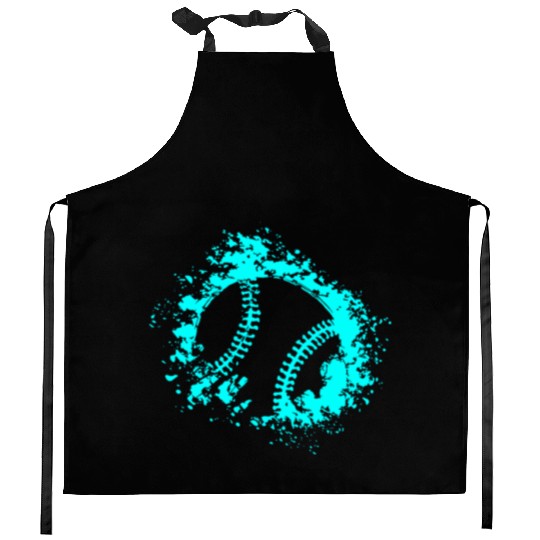 Softball Distressed Ball Teal Black Kitchen Aprons