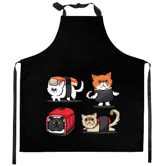 Sushi Persian Cat For Funny Cat Lover Sushi Lover Kitchen Aprons
