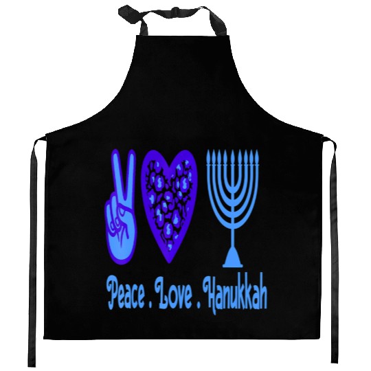 Peace Love Hanukkah 2021 Jewish Menorah Hanukkah C Kitchen Aprons