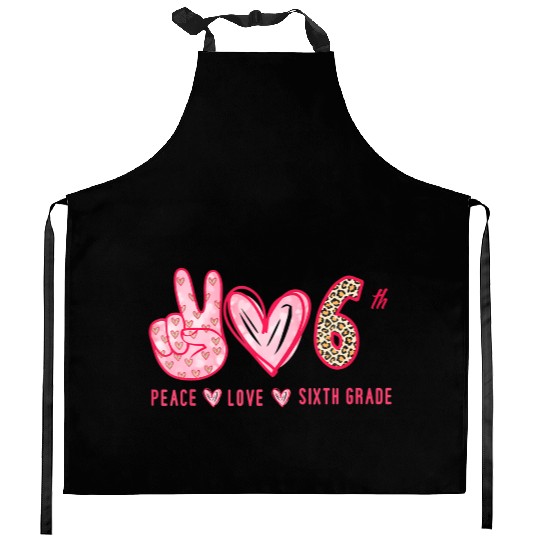 Peace Love 6th Grade Squad Leopard Student Back To Kitchen Aprons