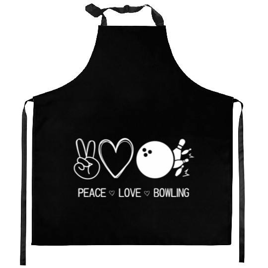 Peace Love Bowling Funny Jokes Sarcastic Sayings Kitchen Aprons