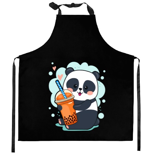 Kawaii Panda Anime Boba Drink Bubble Tea Tapioca Kitchen Aprons