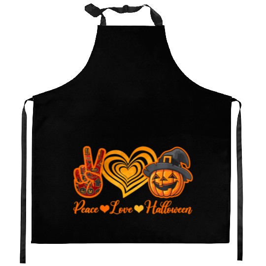 Peace Love Halloween Celebrate Halloween Day Kitchen Aprons