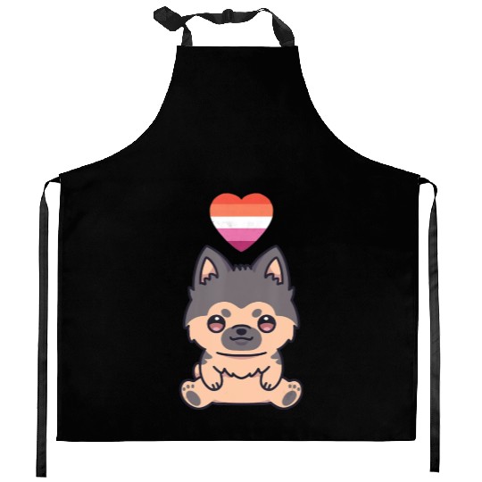 Lesbian German Shepherd Lgbtq Pride Flag Anime Kitchen Aprons