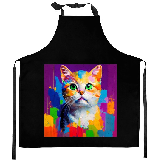 Oil Painting Style Cat Portrait Design for Cat Kitchen Aprons