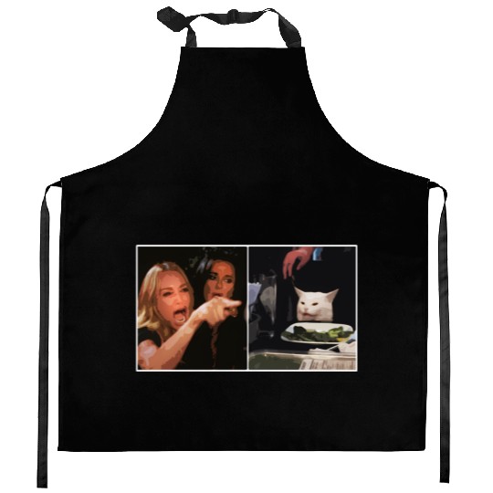 Yelling At A Cat Meme Kitchen Aprons