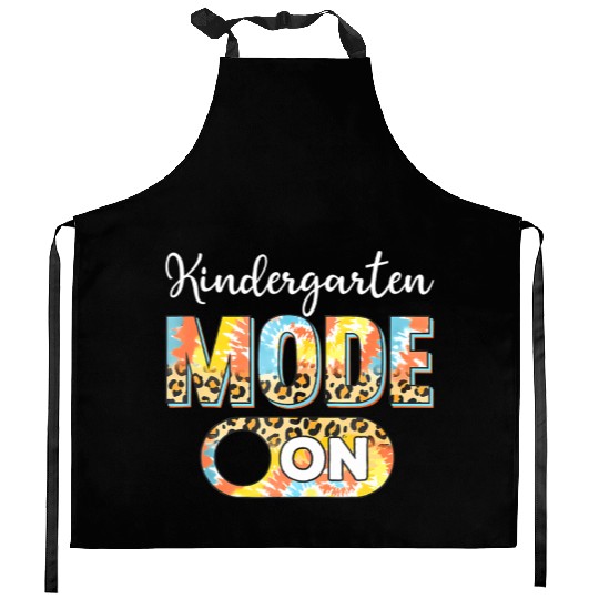 Tie Dye Back To School Kindergarten Mode On Leopar Kitchen Aprons