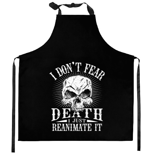 I Don't Fear Dead I just Reanimate It Necromancer Kitchen Aprons