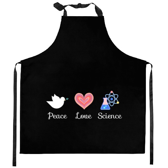 Peace Love & Science Heart Leopard Plaid Christmas Kitchen Aprons
