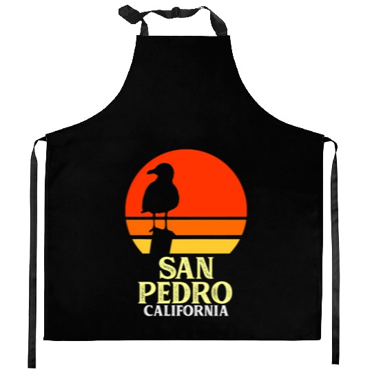 San Pedro California Beach Seagull Kitchen Aprons