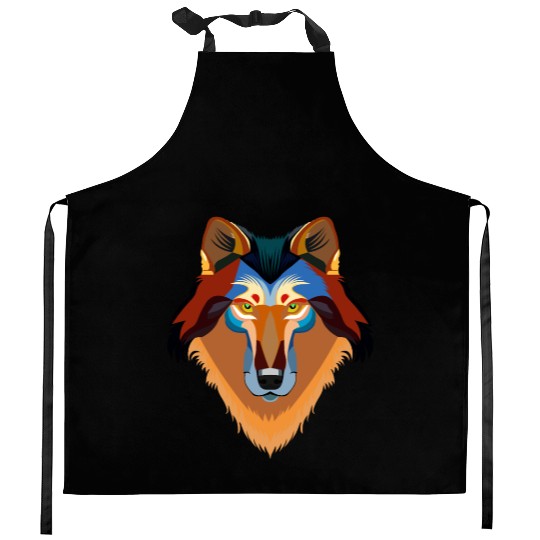 Orange wolf Kitchen Aprons