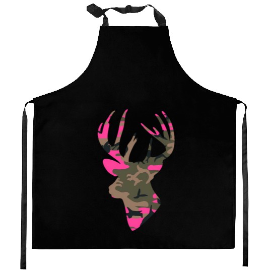 Deer -S Camo Outfitter Black Kitchen Aprons