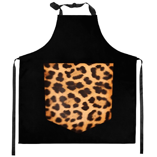Leopard Print Pocket Falls For Kitchen Aprons