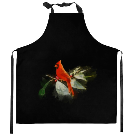 Wild Red Cardinal Bird Kitchen Aprons