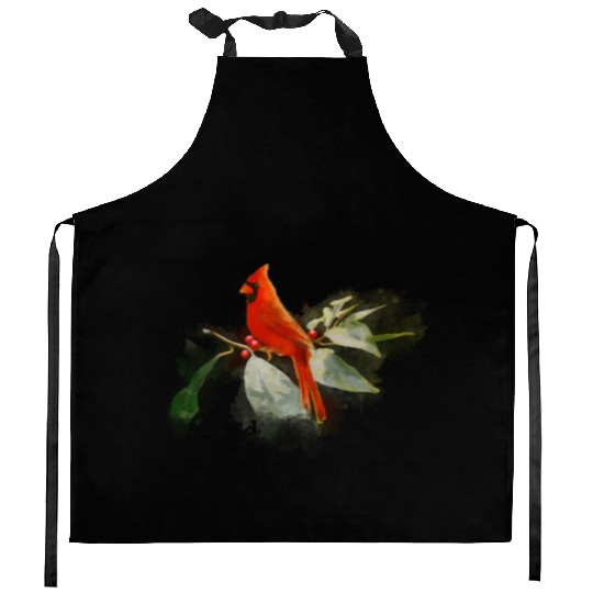 Wild Red Cardinal Bird Kitchen Aprons