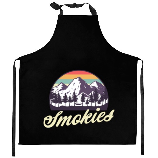 Retro Lake Tahoe Mountains Distressed Kitchen Aprons