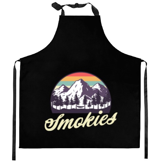 Retro Lake Tahoe Mountains Distressed Kitchen Aprons