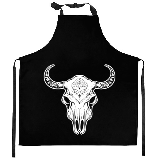 Cow Skull Boho Kitchen Aprons