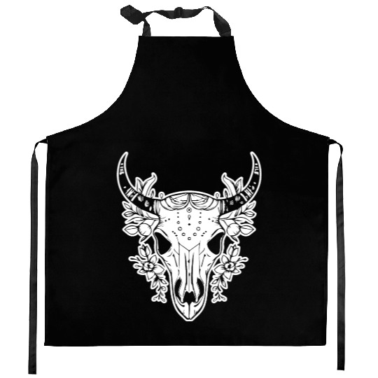 Cow Skull Boho Kitchen Aprons