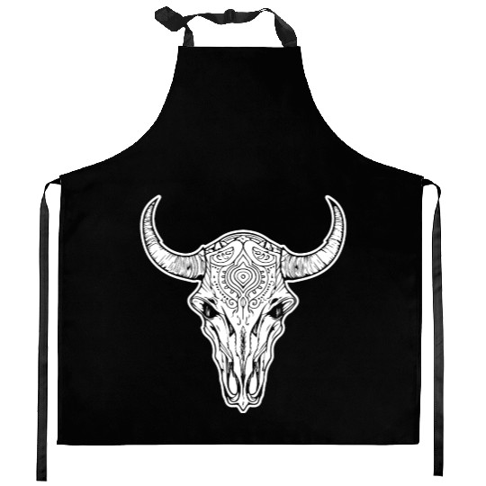 Cow Skull Boho Kitchen Aprons