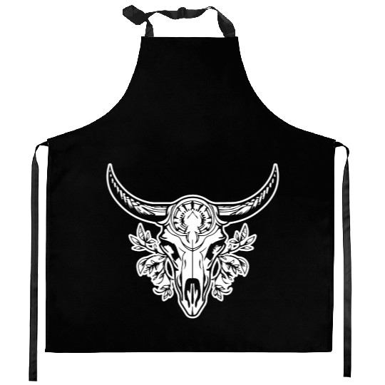 Cow Skull Boho Kitchen Aprons