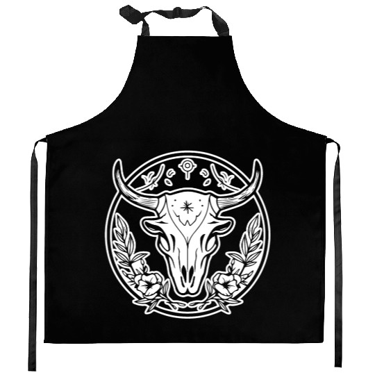 Cow Skull Boho Kitchen Aprons