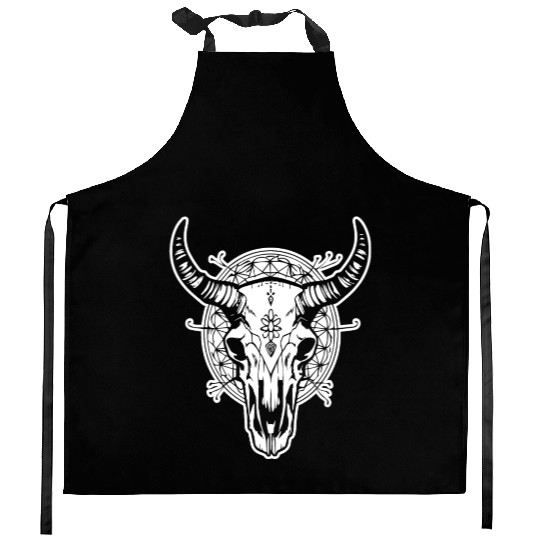 Cow Skull Boho Kitchen Aprons