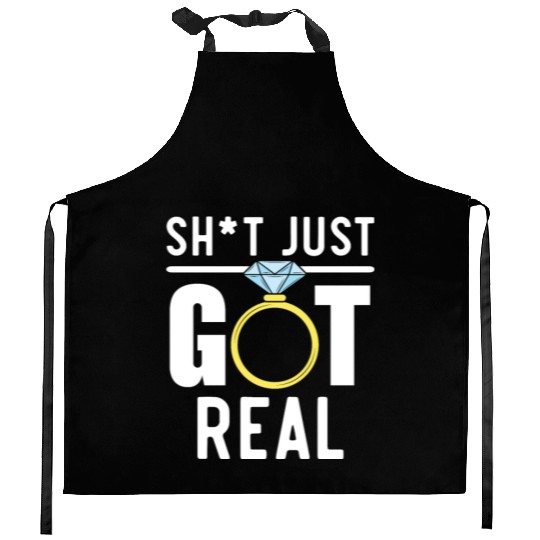 Bride And Groom Wedding Day Marriage Just Married Kitchen Aprons