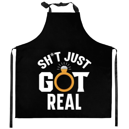 Bride And Groom Wedding Day Marriage Just Married Kitchen Aprons