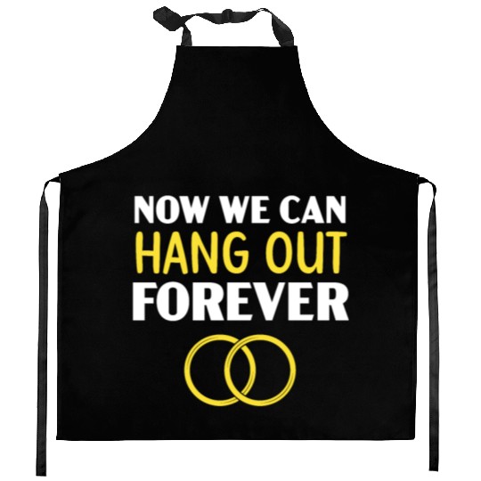 Bride And Groom Wedding Day Marriage Just Married Kitchen Aprons