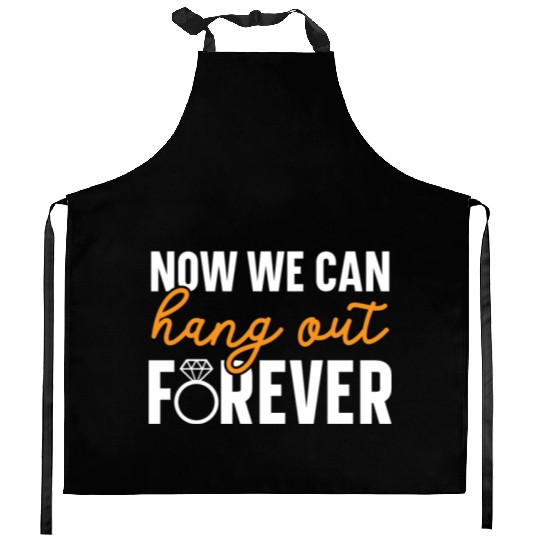 Bride And Groom Wedding Day Marriage Just Married Kitchen Aprons