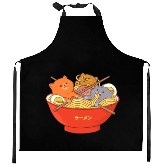Kawaii Anime Cat Japanese Ramen Noodle Kitchen Aprons