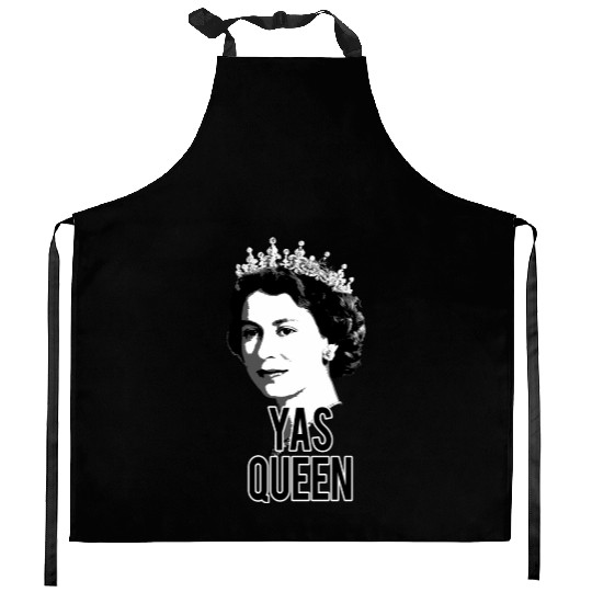 Yas Queen Elizabeth Ii England Meme British Crown Kitchen Aprons