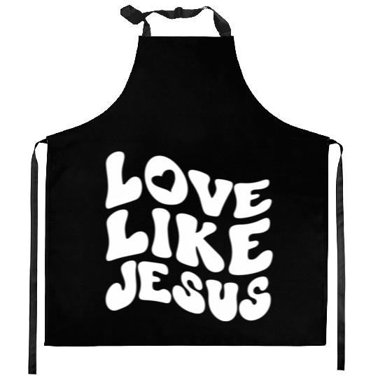 Catholic Christian Love Like Jesus Preppy Groovy Kitchen Aprons