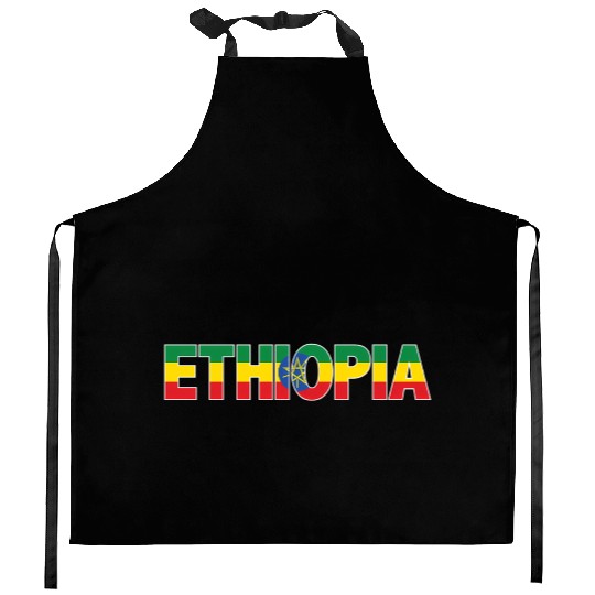 Ethiopia Flag For Patriotic And Proud Ethiopian Kitchen Aprons