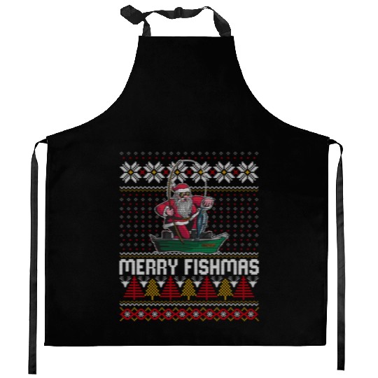 Merry Fishmas Ugly Kitchen Aprons