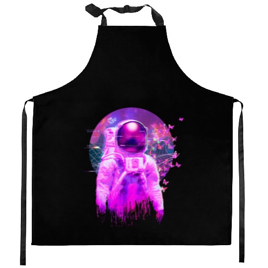 Vaporwave Retrowave Astronaut Space Butterflies Kitchen Aprons