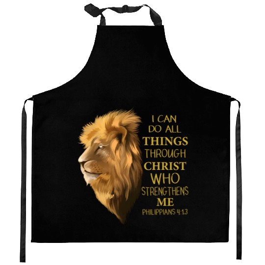Philippians 4 13 Religious Lion Verses Christian Kitchen Aprons