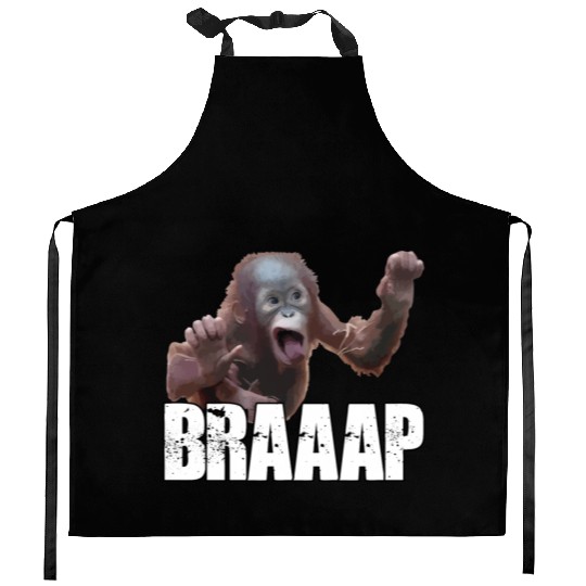 Braaap Monkey Face Riding A Motocross Kitchen Aprons